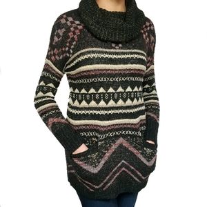 Lucky Cowl Pullover Fairisle Nordic Sweater, Small
